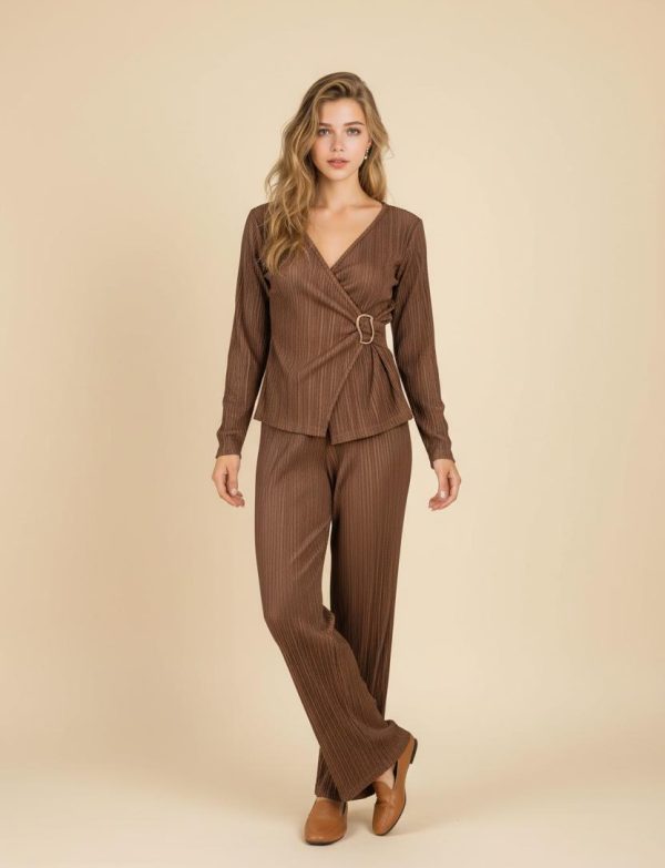 Ensemble Co-ord Sienna – Top Cache-Cœur et Pantalon Plissé