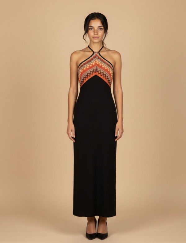Robe Maxi Naya – Licou à Broderies Ethniques