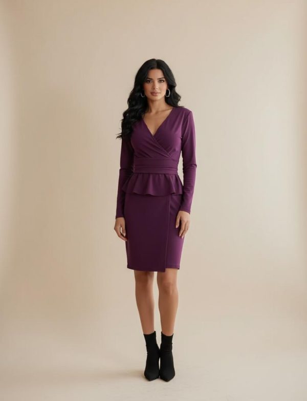 Robe moulante élégante pour les dames navettant, robe mi-longue tricotée…