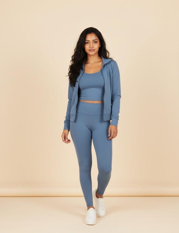 Ensemble de 3 pièces de tenue de sport pour femme incluant une veste à zip…